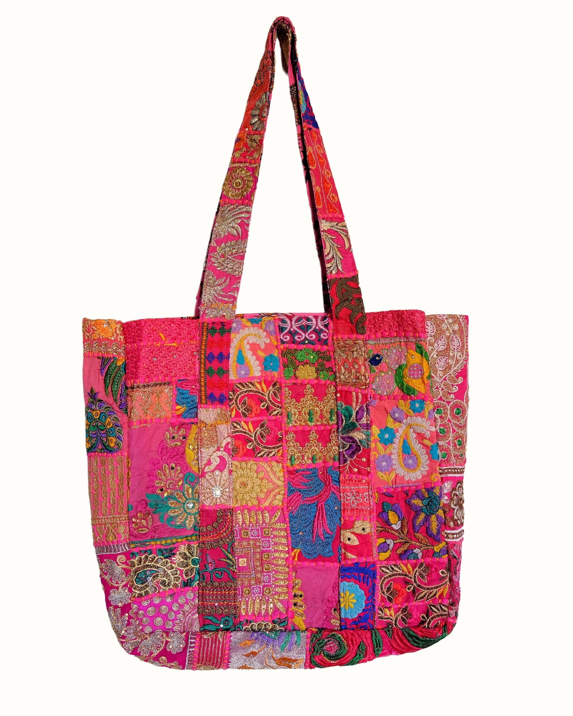 Broderad väska rosa