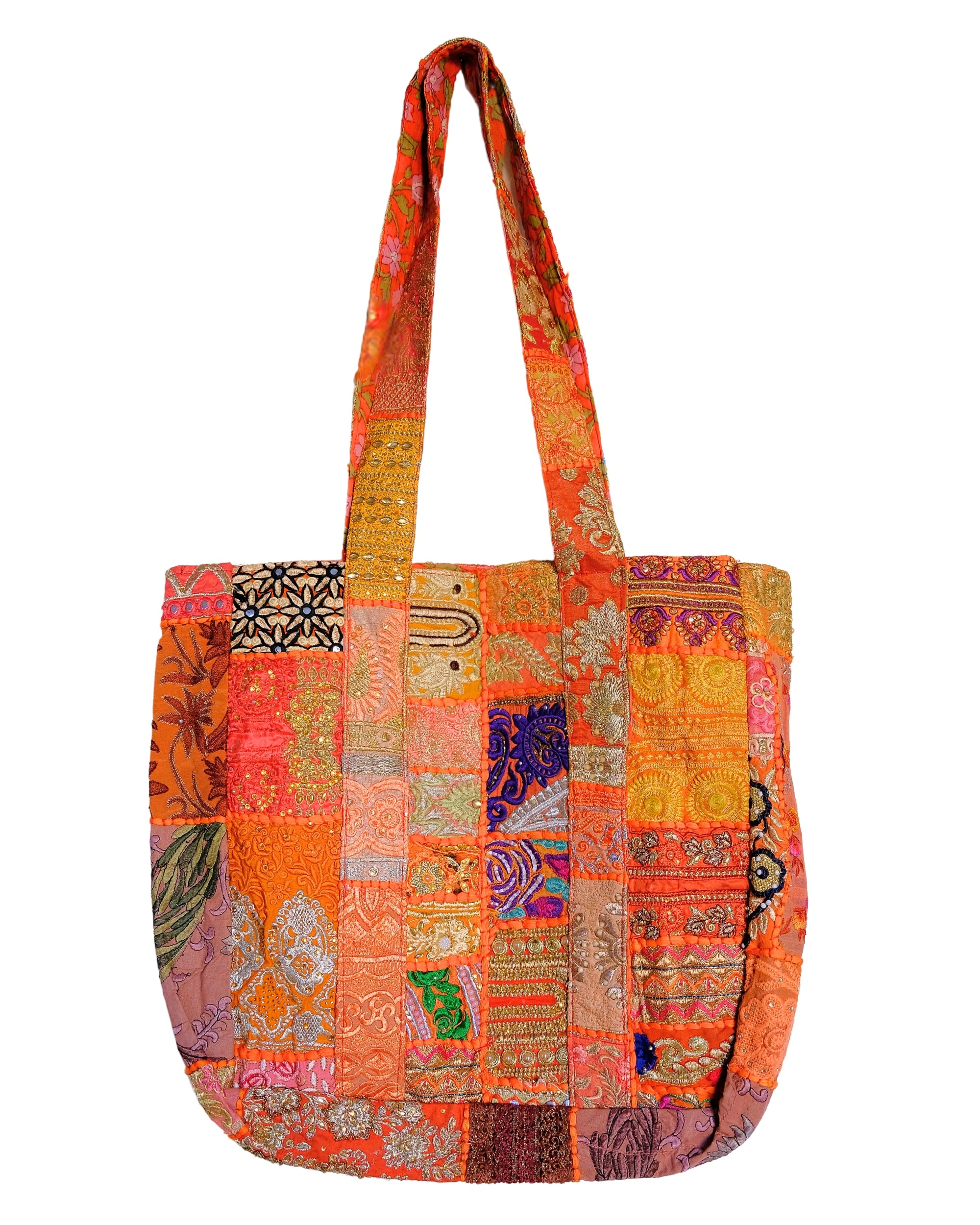 Broderad väska orange